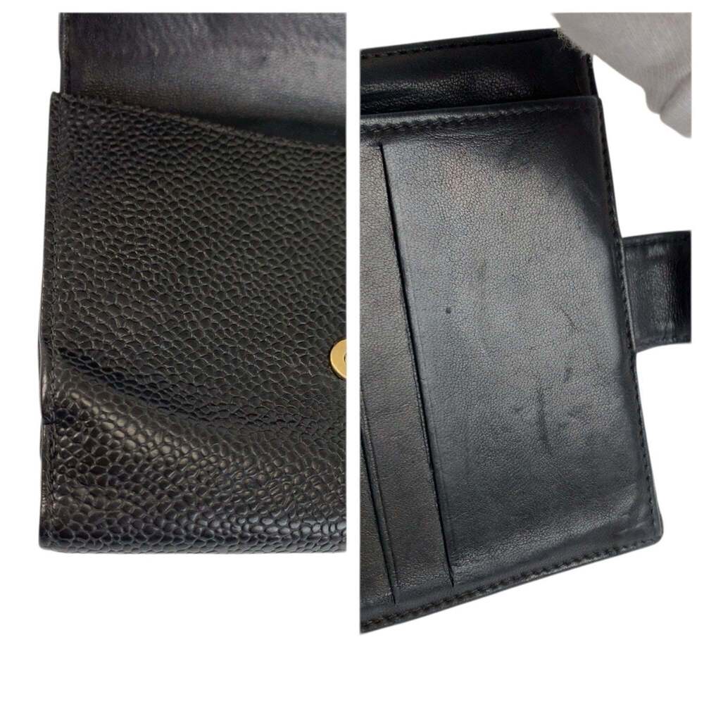 CHANEL Vintage Black Leather Logo Wallet - Picture 9 of 10